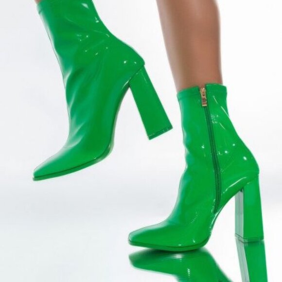 AZALEA WANG DO YOUR THANG CHUNKY HEEL BOOTIE IN GREEN ( BRAND NEW !!!!!!!!!!!!!! - Picture 3 of 7